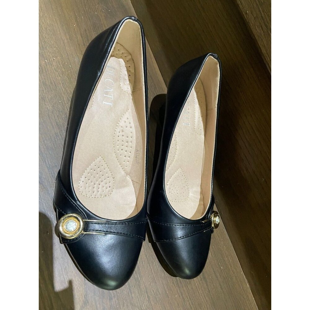 Ducati women's slip on flats loafer Shoes Black with gold diamond stud sz 7